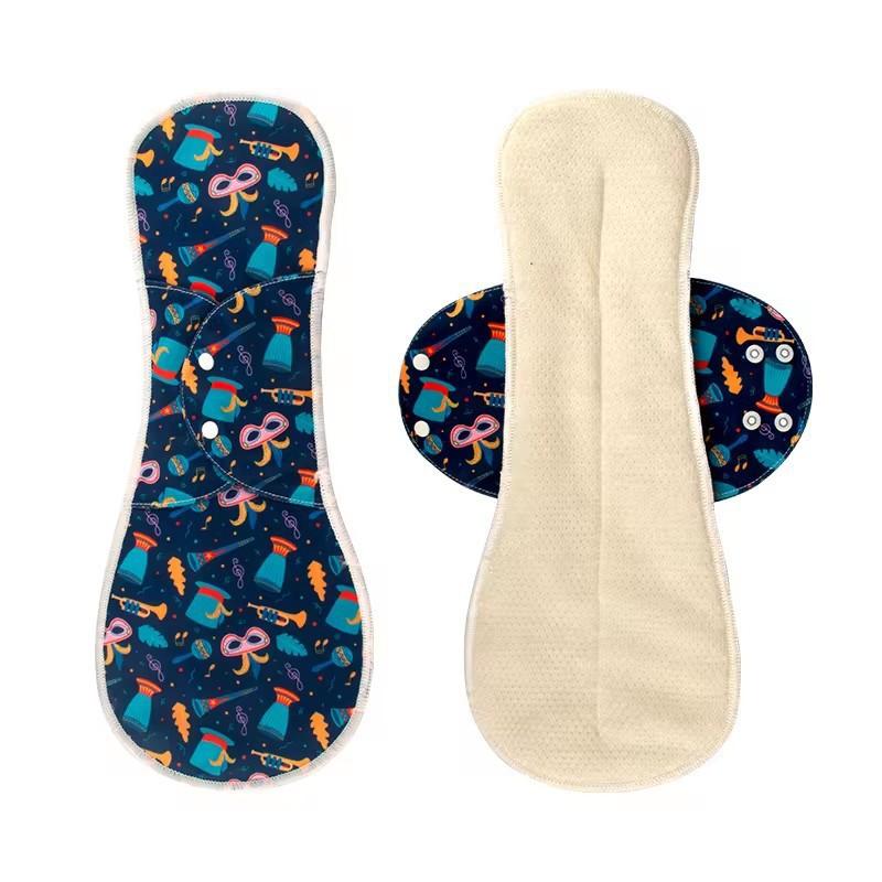 Reusable Washable Cotton Menstrual Pad With Winged Side Tabs Breathable Mesh Top Layer 3 Sizes Light To Heavy Flow