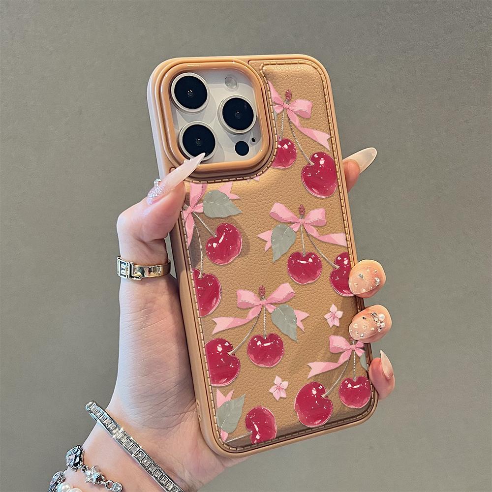 Bow Cherry Phone Case For IPhone 17 17Air 16 15 Case For IPhone 11 13 12 14 Pro Max 16 15 14 Plus Cover Case Funda 17 17Air