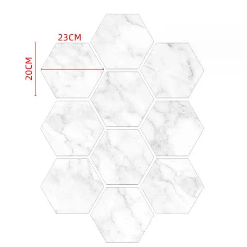 3D Hexagonal Tile Stickers, Self-adhesive Removable Wall Stickers, Waterproof and Moisture Resistant Stickers for Kitchen,10 PCs