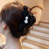 Summer Crinkle Chiffon Pearl Hair Claw Clip, Elegant Oversized Mesh Hair Clip for Women Accessoires Femme Hair Clips for Girls