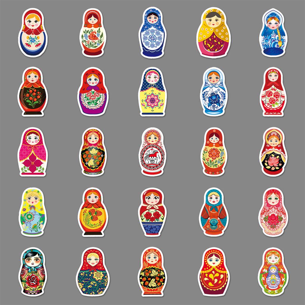 50 Photos of Russian Nesting Dolls Personalized Cartoon Creative Dolls Decorative Water Cup Suitcase Notebook Stickers
