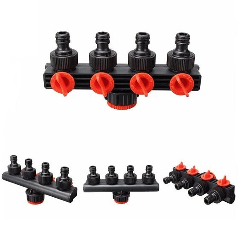 Hot Garden 4 Way Tap Connectors Hose Pipe Splitter Plastic Drip Irrigation Water Connector