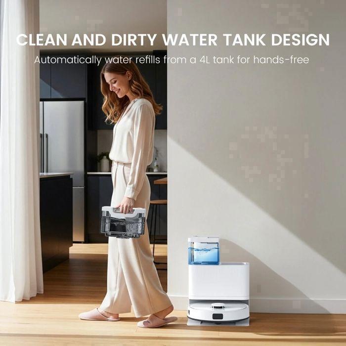 Aspirateur robot Laveur - TEENDOW D63S Ultra - 10000Pa -4L- Autonomie 160 min - Séchage automatique - Vidange Auto - avec Navigation