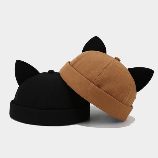 Adjustable Streetwear Cap Brimless Cat Ear Hat, Cute Docker Cap, Skullcap, Stylish Size Street Hat Sailor for Women Men Casual Wear Durable