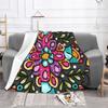 Mexican Style Floral Mandala New Selling Custom Print Flannel Soft Blanket Mandala Flowers Nature Colorful Cheerful Mexico
