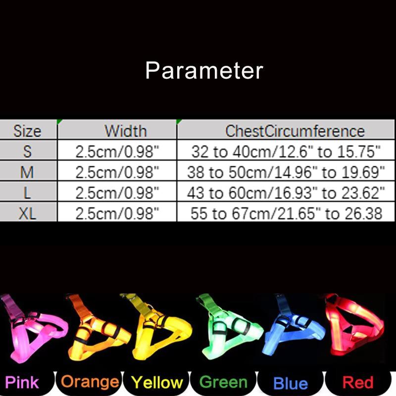 Pet Harness LED Dog Harness Nylon Cat Harness Night Safety Glowing Pet Vest Adjustable Luminous Dog Vest Dog Products