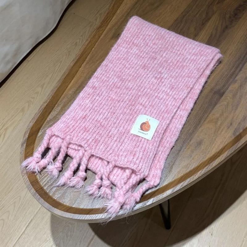 Scarf for Women Wool Soft Knitted Thick Wool Student Winter Warm Snail Mark Blue Braid Tassel Scarf for Men