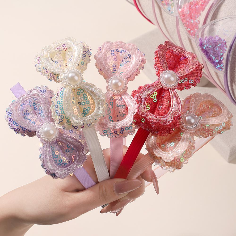 2 buc/lot Bandă de Păr pentru Fete Cerc de Păr Minunat Petrecere Paiete Fundă Bentiță Transparentă Coroană Urechi Bandă de Păr Nisip Mișcător pentru Copii