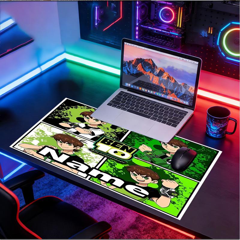 Custom Name Personalized Ben 10 Cartoon Pattern Mousepad, Laptop PC Desk Mat, Decorative Desk Mat for Home Keyboard Pad Gift
