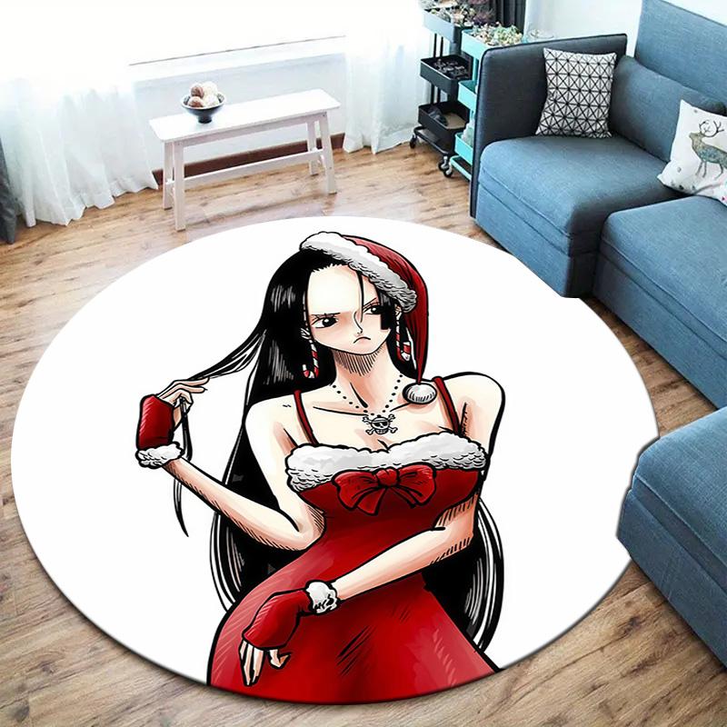 One Piece Boa Hancock Round Area Rug Carpet Rug For Living Room Bedroom Sofa Playroom Decor Nonslip Floor Mat