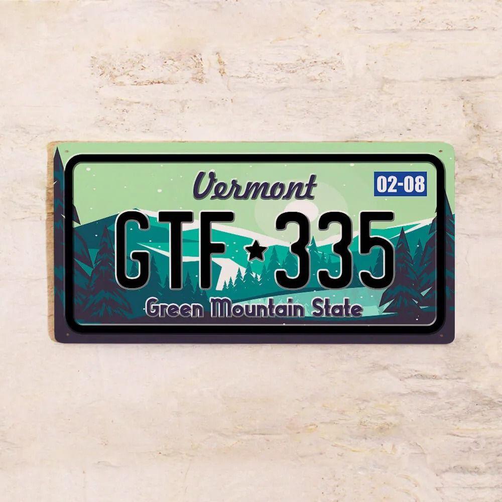 

Вермонт США Декоративный номерной знак 15x30см, Металлический сувенир Настенное искусство