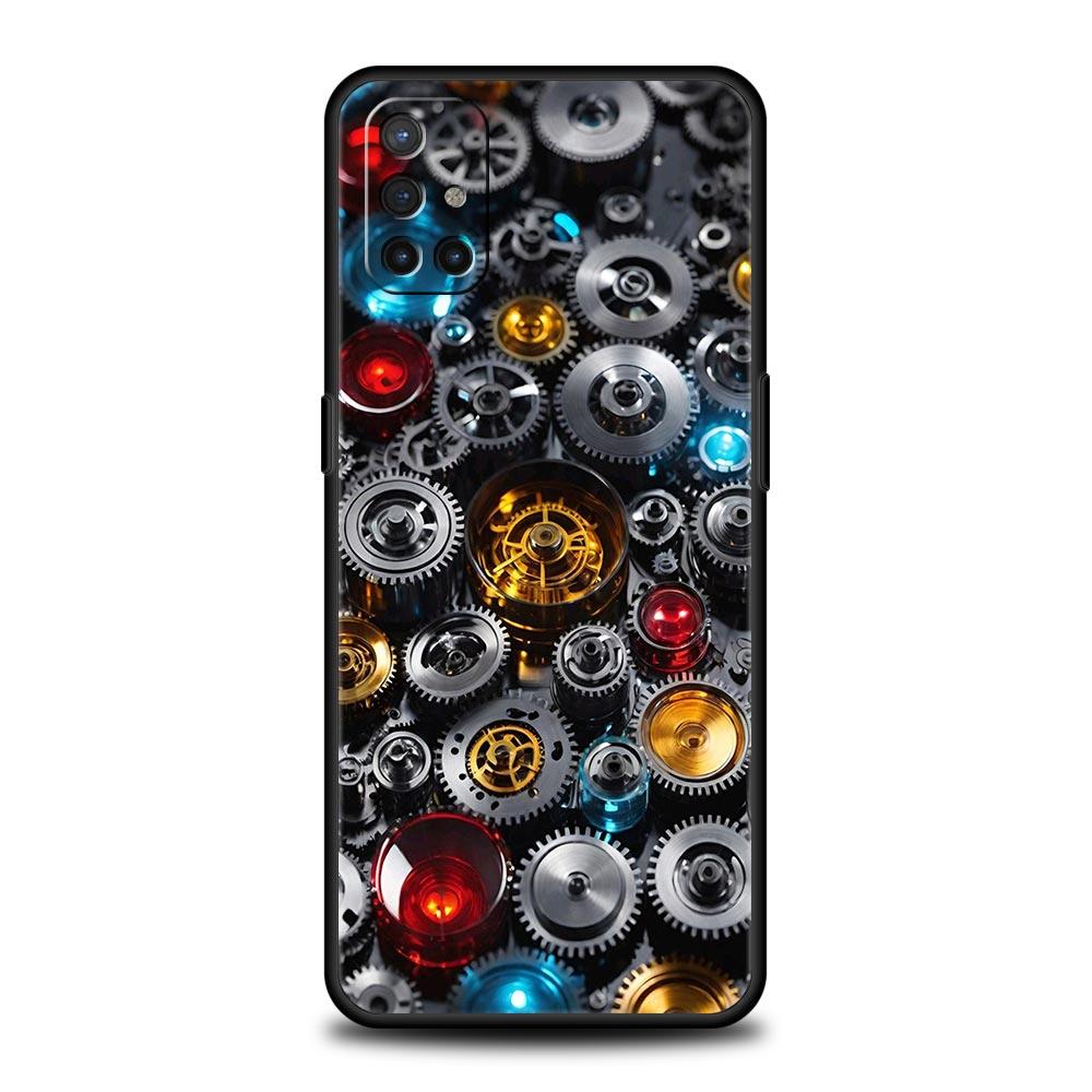 Mechanical Gear Pattern Phone Case For Oneplus 13R 13 12R 11 10T 10R Nord N100 N200 N10 10 9 9R 9RT CE 3 2 Z Pro Soft TPU Cover