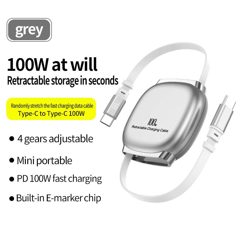 VAORLO Retractable 100W Fast Charging Cable Type C Data Cable For iphone 15/16series Samsung Laptop Tablets PD 3.0 Fast charging