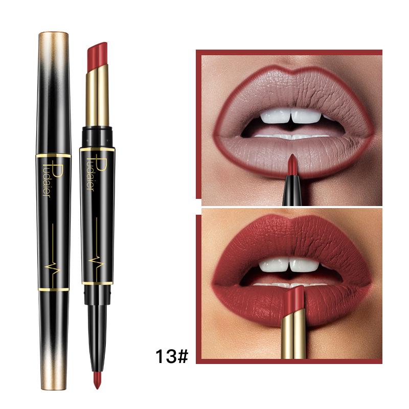 2 IN 1 Lip Liner Lipstick Matte Velvet Natural Nude Lipstick Pencil Highly Pigmented Long Lasting Lip Liner Makeup Cosmetics