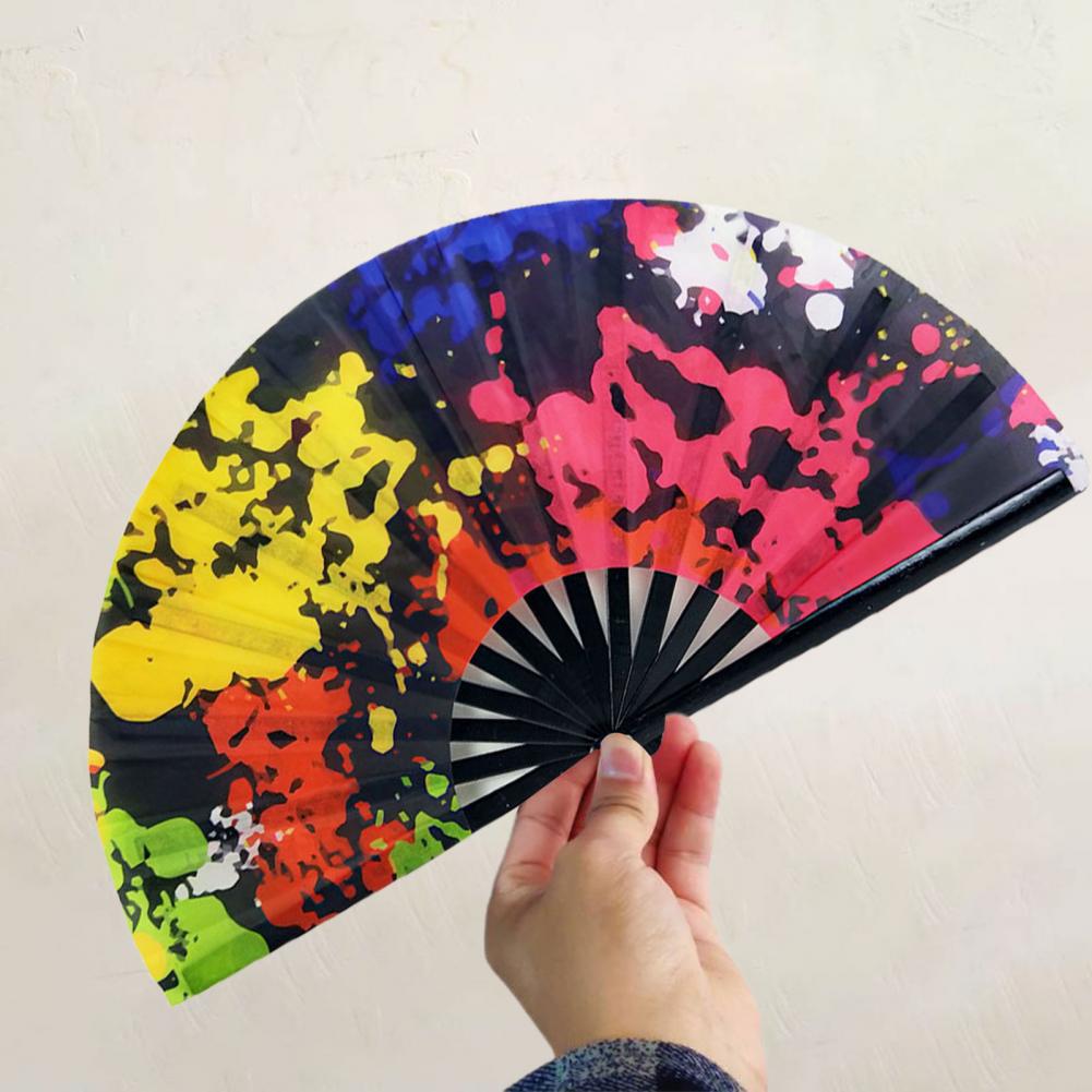 Folding Fan Floral Leopard Starry Sky Print Dance Fan Stylish Handheld Fan Home Decor Ornaments Dance Hand Fan Art Craft Gift