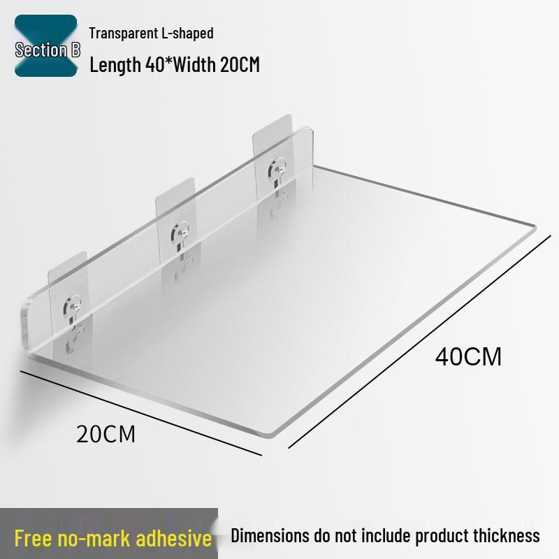 Acrylic Wall-Mounted Bathroom Mirror Cabinet with No-Punch Shelf