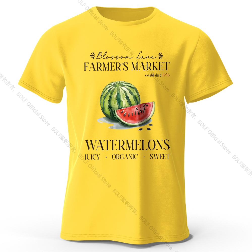 

100% Cotton Watercolor Watermelon Tee - Artistic Fruit Print Soft Comfortable Casual Top for Summer 4XL