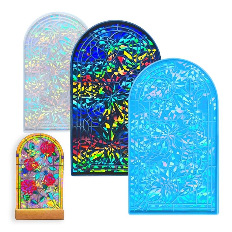 Wall Hanging Decor Art Silicone Mold Holographic Rose Painting Resin Molds Rainbow Effect Wall Art Ornament Mold DIY