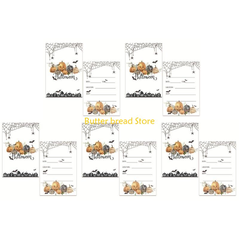 W89C 10Pieces Halloween Invitations Card 4x5Inch Party Invitation Halloween Greeting Cards For Halloween Holiday Supplies