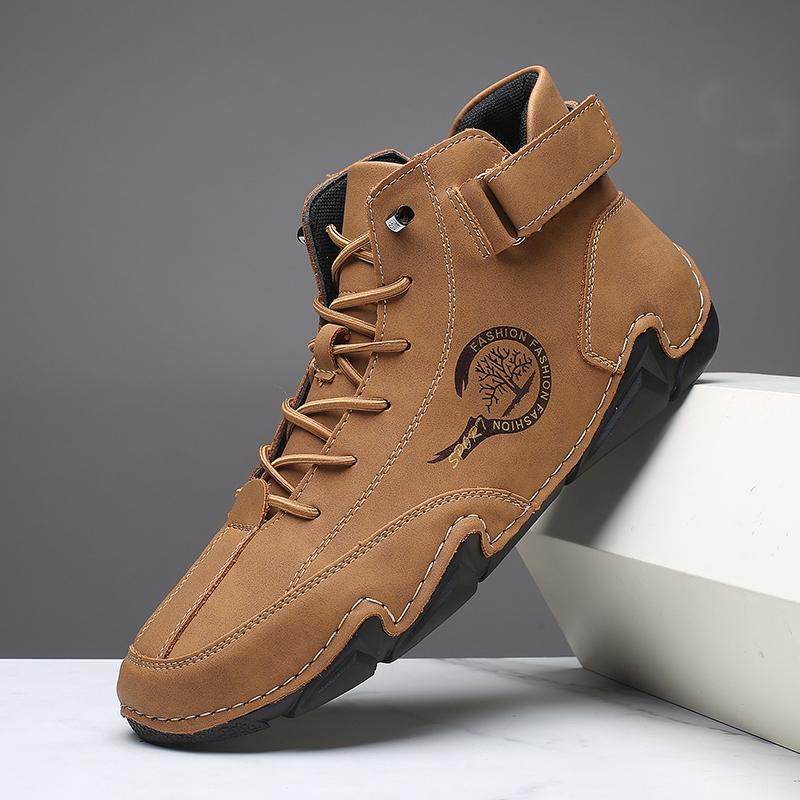 

Новые Мужские Кожаные Ботинки Ручной Работы Модные Осенние Кроссовки Дышащий Дизайн Мужская Повседневная Обувь Уличные Мужские Зимние Ботильоны 38