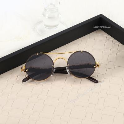Retro Punk Round Premium Sunglasses For Men Driving Fashionable Double Bridge Multi Color Women Shopping Travel Sun Glasses