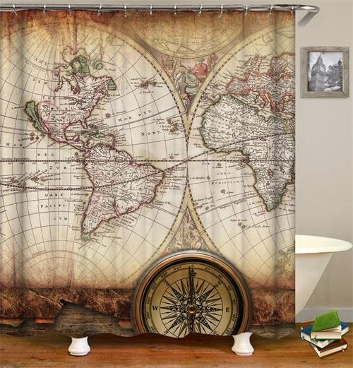 

Map Funny Shower Curtains Waterproof Polyester Curtains For Bathrroom 3D Print Bath Screen High Quality W60H190(CM)-1 Pcs