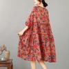 DIMANAF New 2026 Women Plus Size Summer Long Dress Sundress Loose Oversize Maxi Lady Floral Cotton Beach Dress