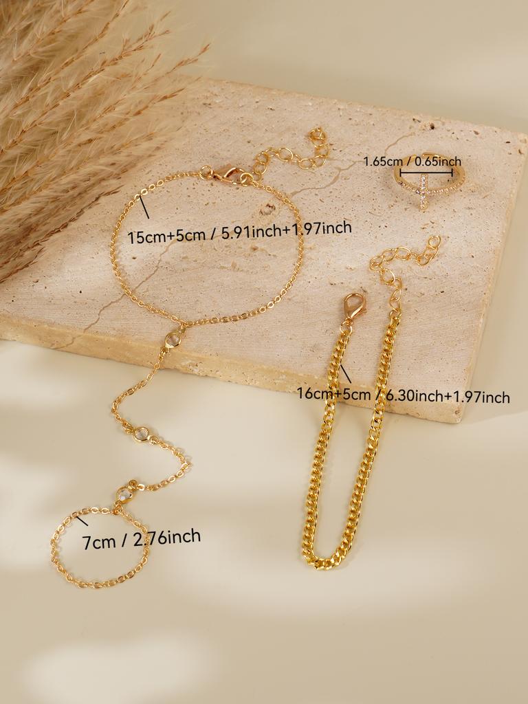 Minimalist Bracelet Jewelry Set Women's Cross Ring Integrated Ring Bracelet Exquisite Integrated Fashion Beach Style