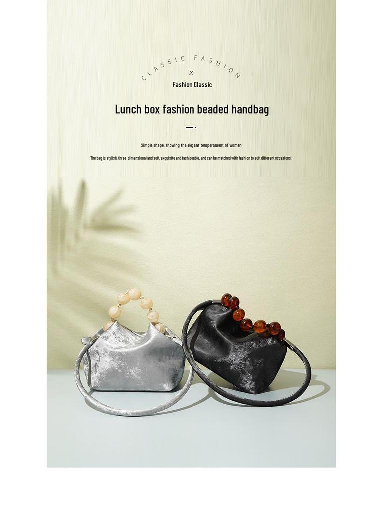 2025 Modern Chinese Cowhide Bento Crossbody & Shoulder Bucket Bag - Silver