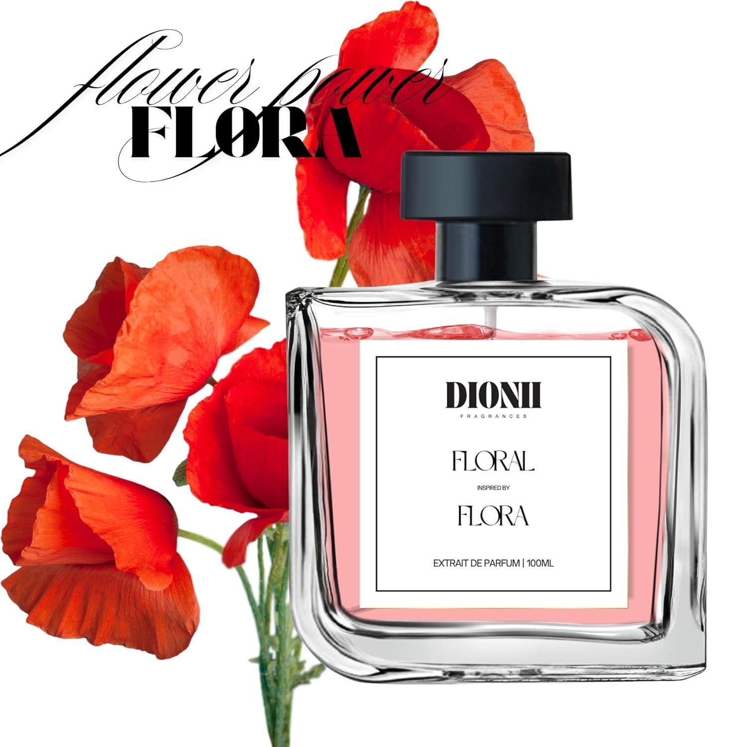 

DIONII FLORAL Екстракт Парфуму для ЖІНОК | Довготривалий Преміум Парфум з Квітковими, Жасминовими, Солодкими нотами | 30% Концентрація Олії | 100ML