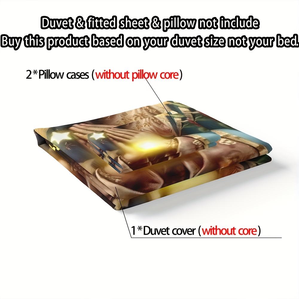 3Pcs Jesus Quilt Cover Set, 1 * Duvet Cover, 2 * Pillowcases Without Core, Jesus Digital Print Bedding Kit, Soft And Comfortable