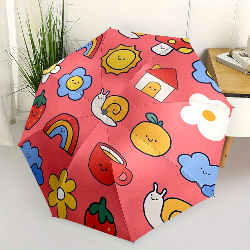 1pc Cute Cartoon Icons Automatic Open/Close Umbrella, Portable Folding umbrella for Everyday Use yy250826050