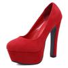 Tacones Súper Altos 14cm Zapatos de Oficina Concisos para Mujer Rojo Negro Zapatos de Salón para Mujer Punta Redonda Moda Plataforma Zapato de Novia Boda Fiesta