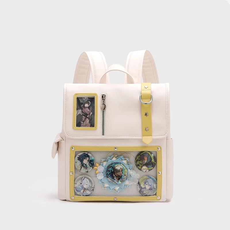 Japanese Y2K Kawaii Transparent Itabag Backpack Large Capacity PU Leather School Bag for Women Girls JK Fashion Daily Use