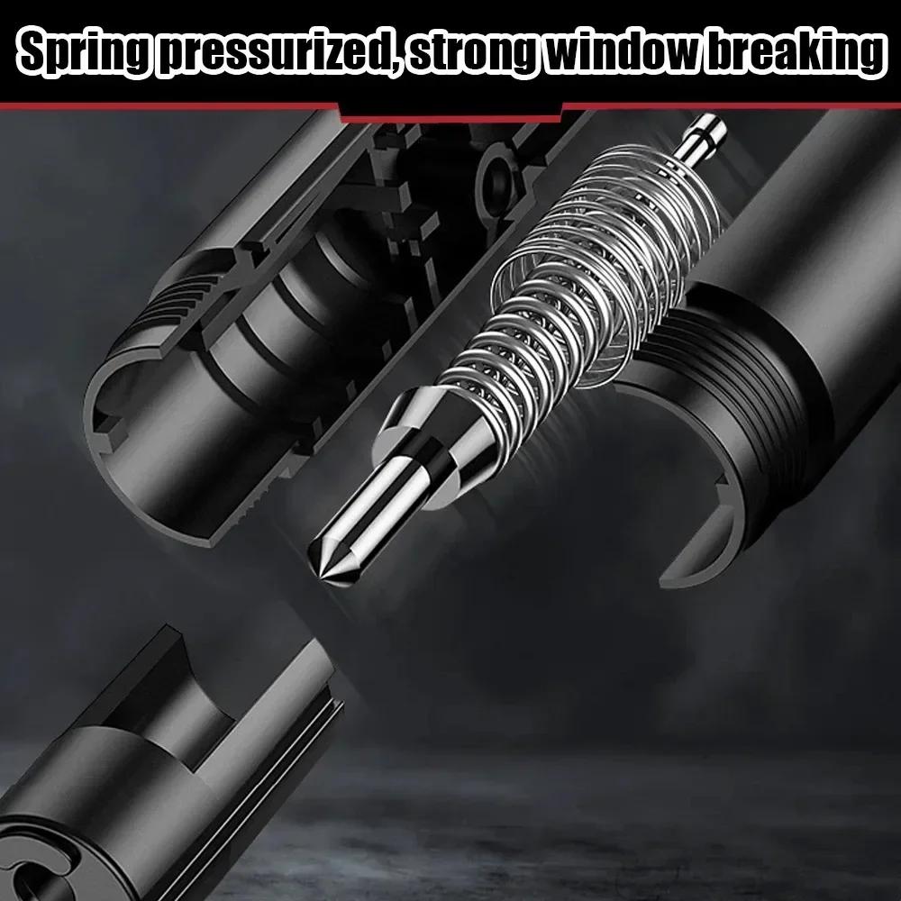 Compact Car Emergency Escape Hammer Quick-Release Window Breaker and Seatbelt Cutter Spring-Powered Auto Glass Punch