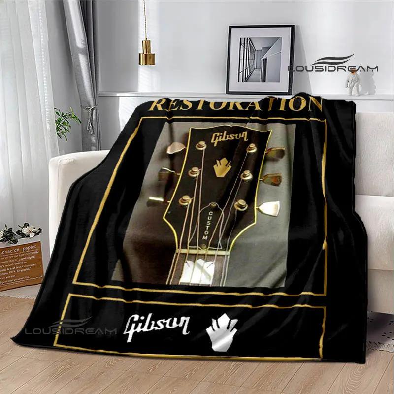 Gibson guitar logo printed blanket Flange warming blanket picnic blanket Home Travel blanket bed linings Birthday Gift