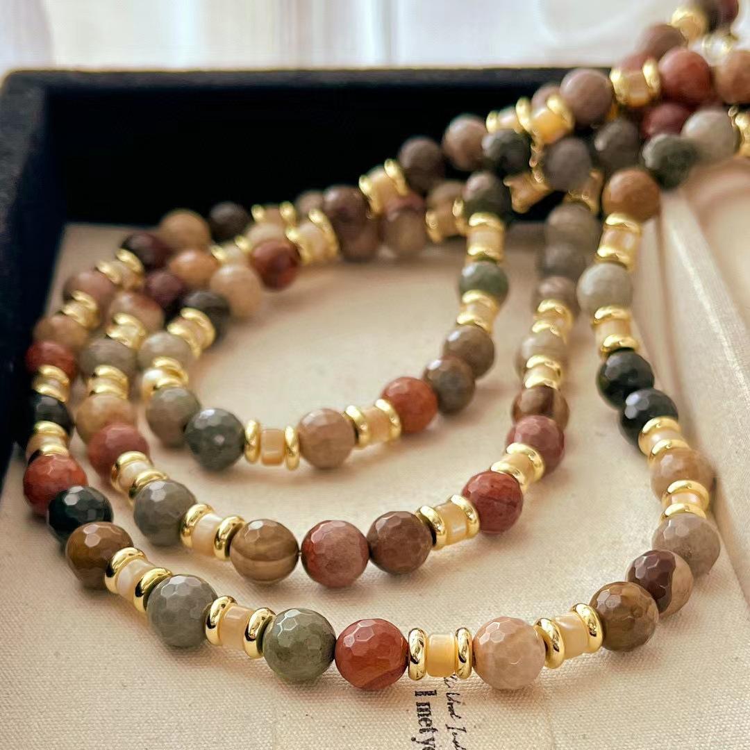 Vintage Autumn And Winter Maillard Style Natural Alxa Stone Collarbone Chain Atmosphere Necklace Neck Chain