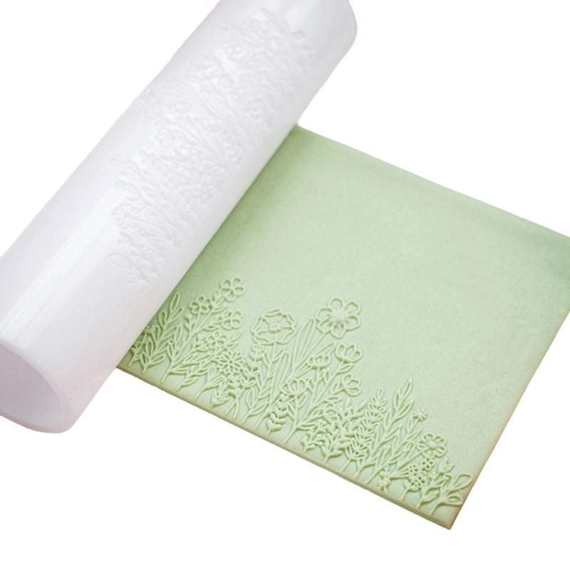 Ergonomic Floral Pattern Clay Embossing Roller For Polymer Jewelry Making Earrings Crafting Supplies Rolling Pin