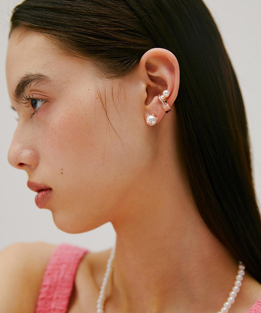 Tirrlirr Dandelion Double Pearl Silver Pink Ear Cuff Tessvp13851M