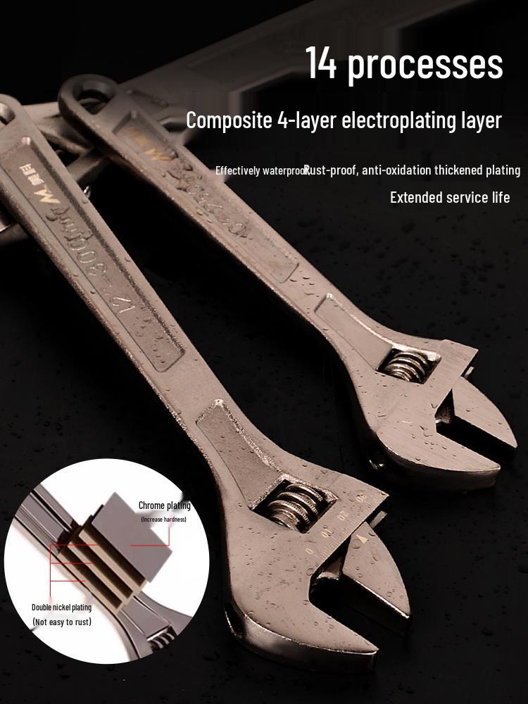 Industrial Multifunctional Adjustable Plumbing Wrench with Large Opening