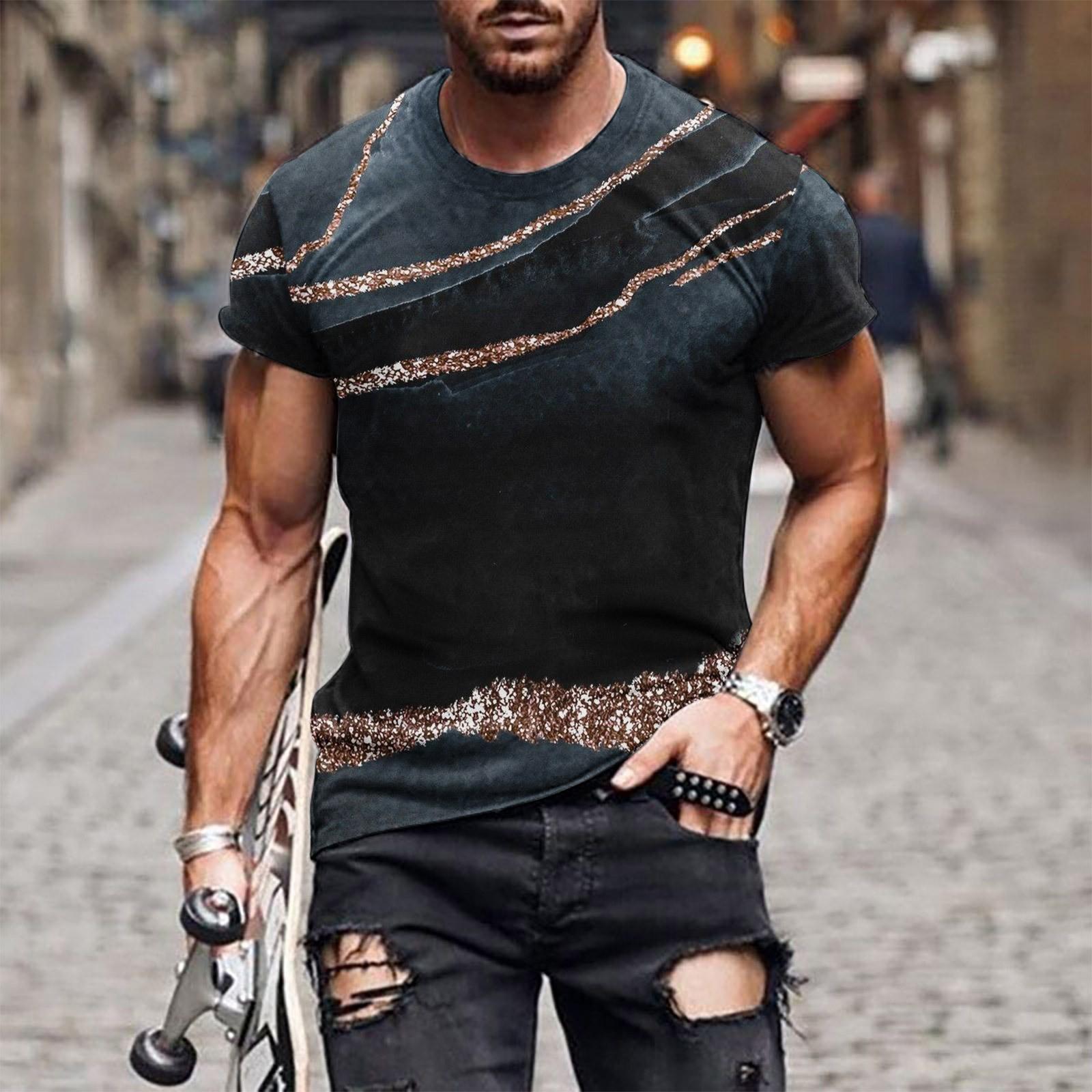 

Футболка с коротким рукавом в европейском и американском стиле с круглым вырезом и этническим ретро-принтом L чёрный