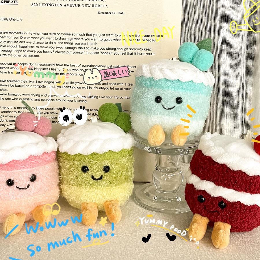 Cute Birthday Gift Simulation Cake Doll Fruit Series Dessert Cake Doll Bag Keychain Pendant
