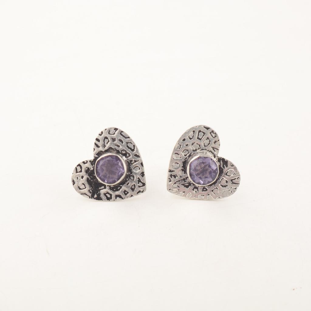 Iolite Gemstone 925 Sterling Silver Jewelry Handmade Stud Earrings0.6" For Women EE-143-3