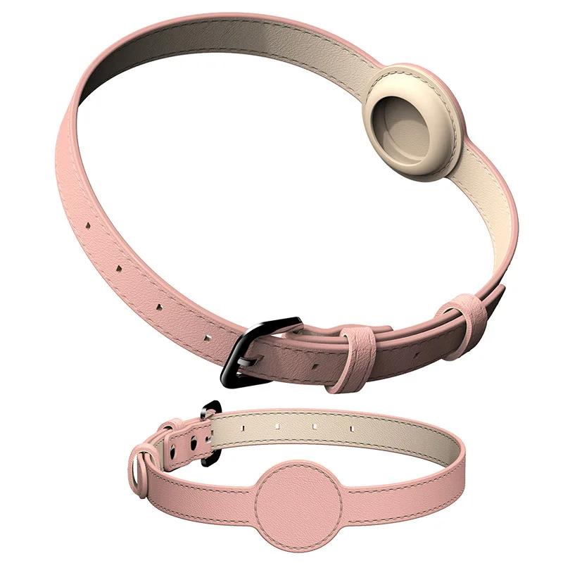 Photos - Cat Lead / Collar Leather AirTag Cat Collar-Non Breakaway Kitten Collar with Apple Air Tag Holder-Lightweight Pet Collars for Girl Boy Cat,Pup