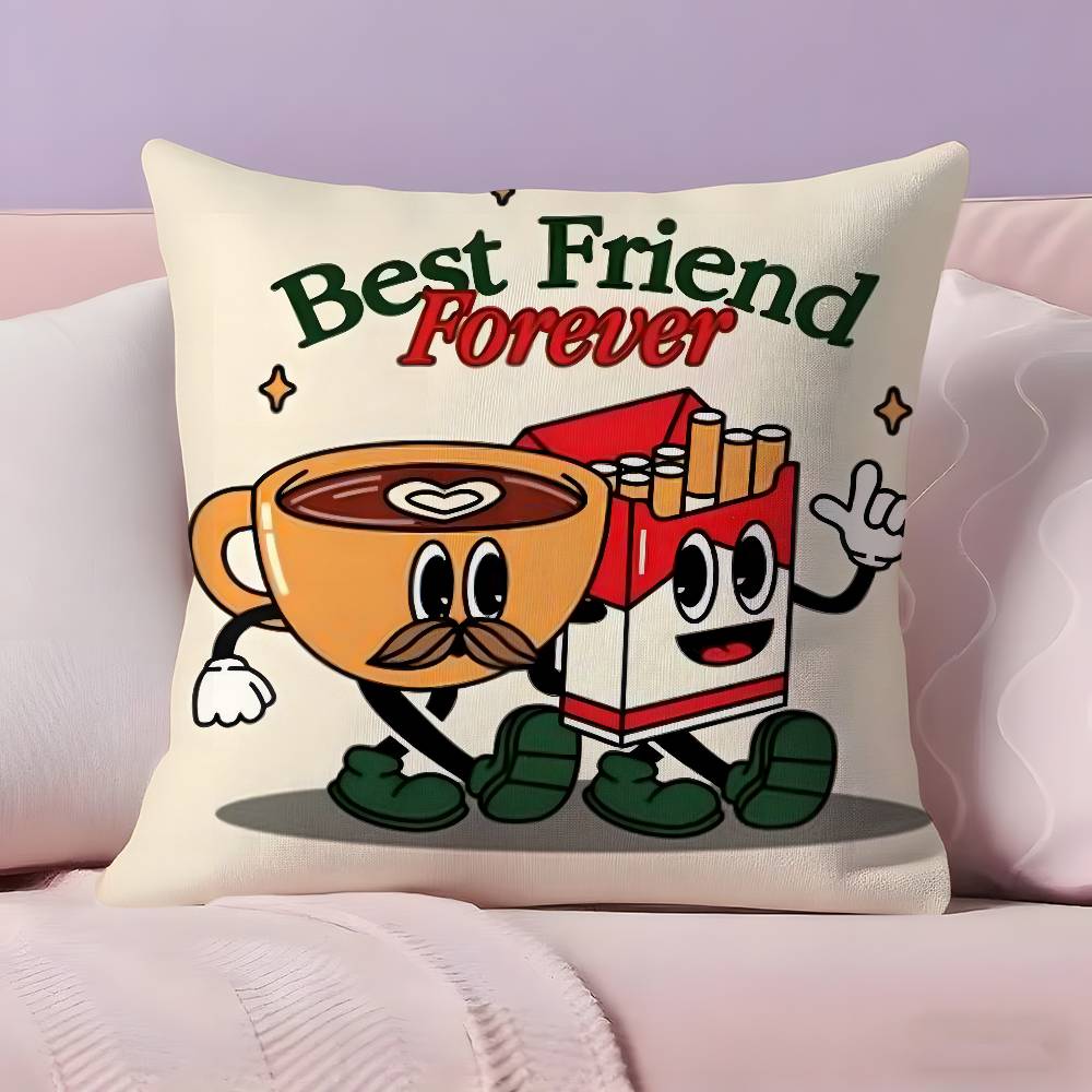 Retro Pop Cartoon Food Pillow Case Pillowcase Ultra Soft Skin Friendly Fabric Cloud Like Comfort & Concealed Zipper