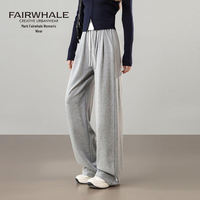 Mark Fairwhale Women's High-Waist Color-Block Straight Wide-Leg Sweatpants