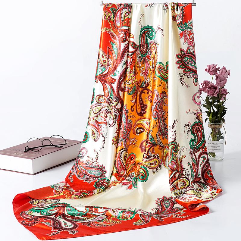 90 Large Silk Scarf for Women - Spring/Autumn Korean Style Satin Neckerchief, Mother's Day Gift