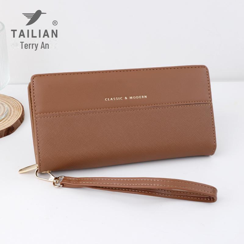 

Tailian Women s Versatile Dark Leather Zipper Wallet