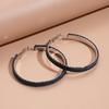 Fabric Autumn and Winter Denim Geometric Round Silver Needle Earrings Simple Earrings