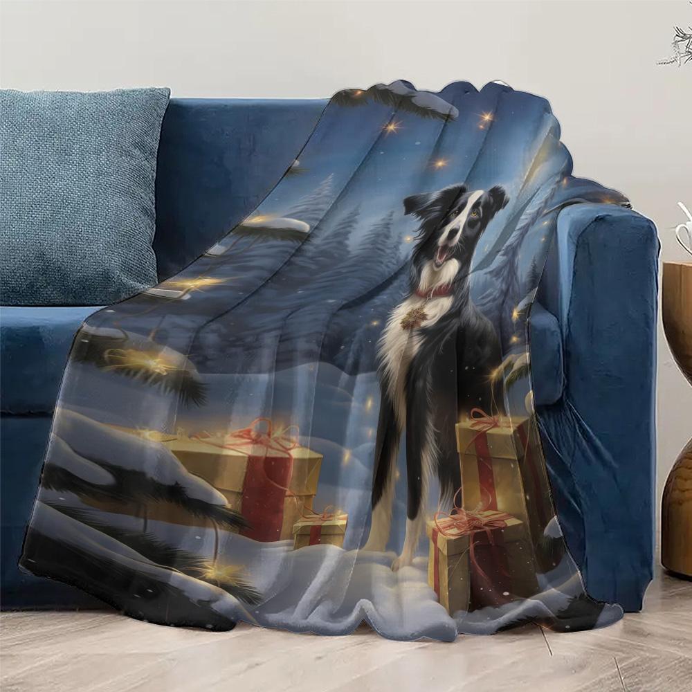 Tuniu Cute Dog Print Fleece Blanket for Sofa Bed Room Warm Winter Gift Idea